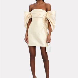 Elina Off-The-Shoulder Duchesse Satin Mini Dress Solace London